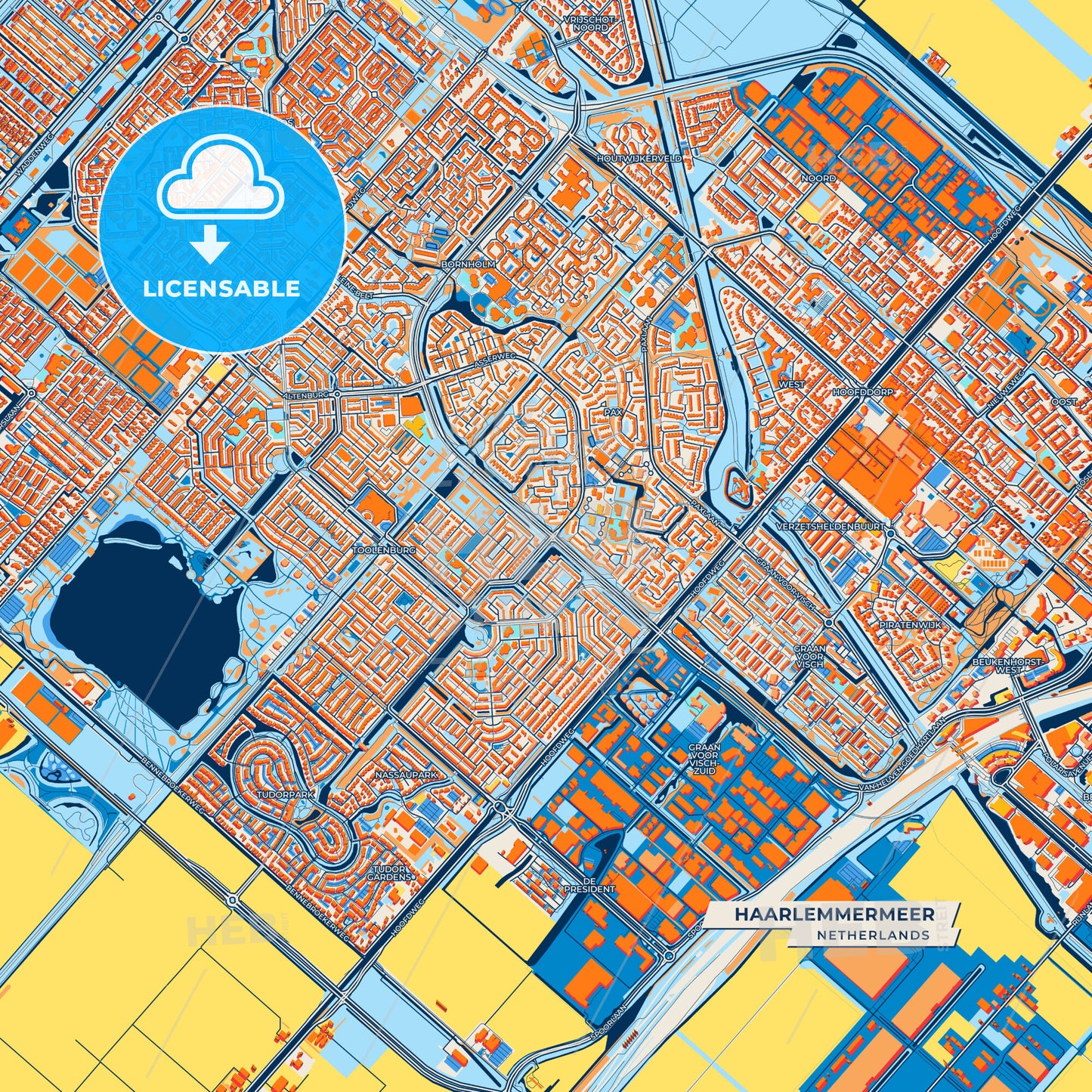 Canvas Print Template of Haarlemmermeer Street Map