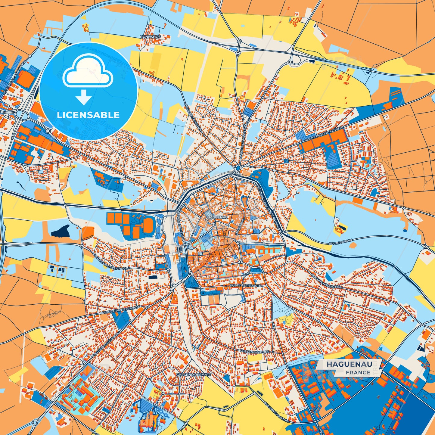 Canvas Print Template of Haguenau Street Map