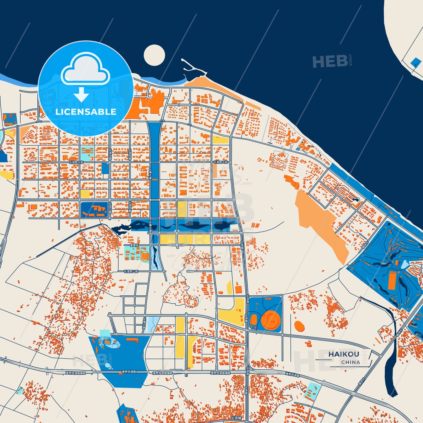 Canvas Print Template of Haikou Street Map