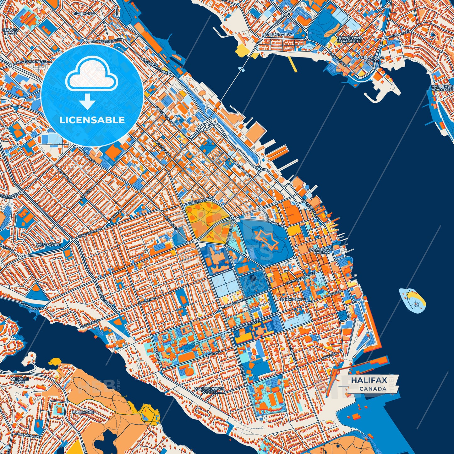 Canvas Print Template of Halifax Street Map