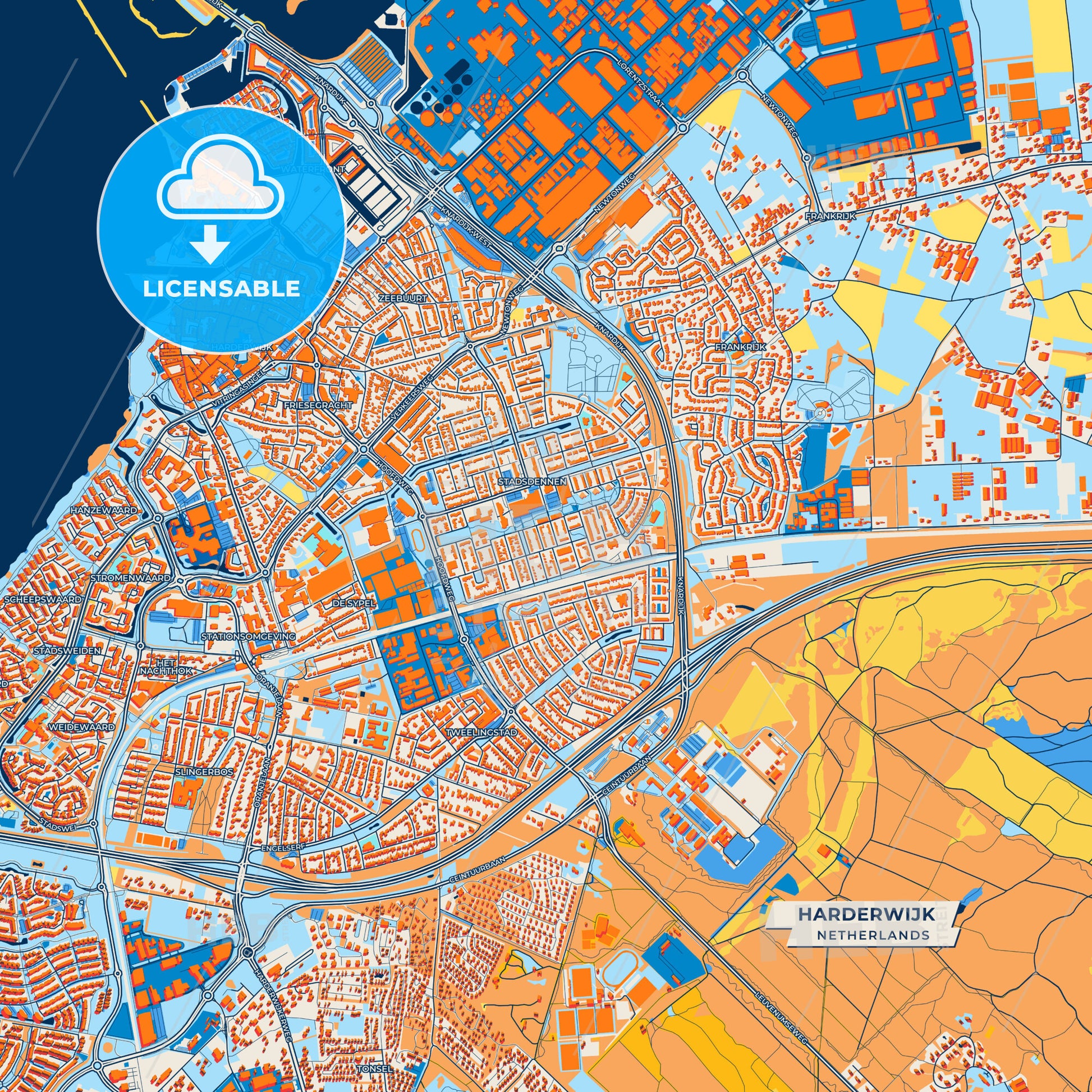 Canvas Print Template of Harderwijk Street Map
