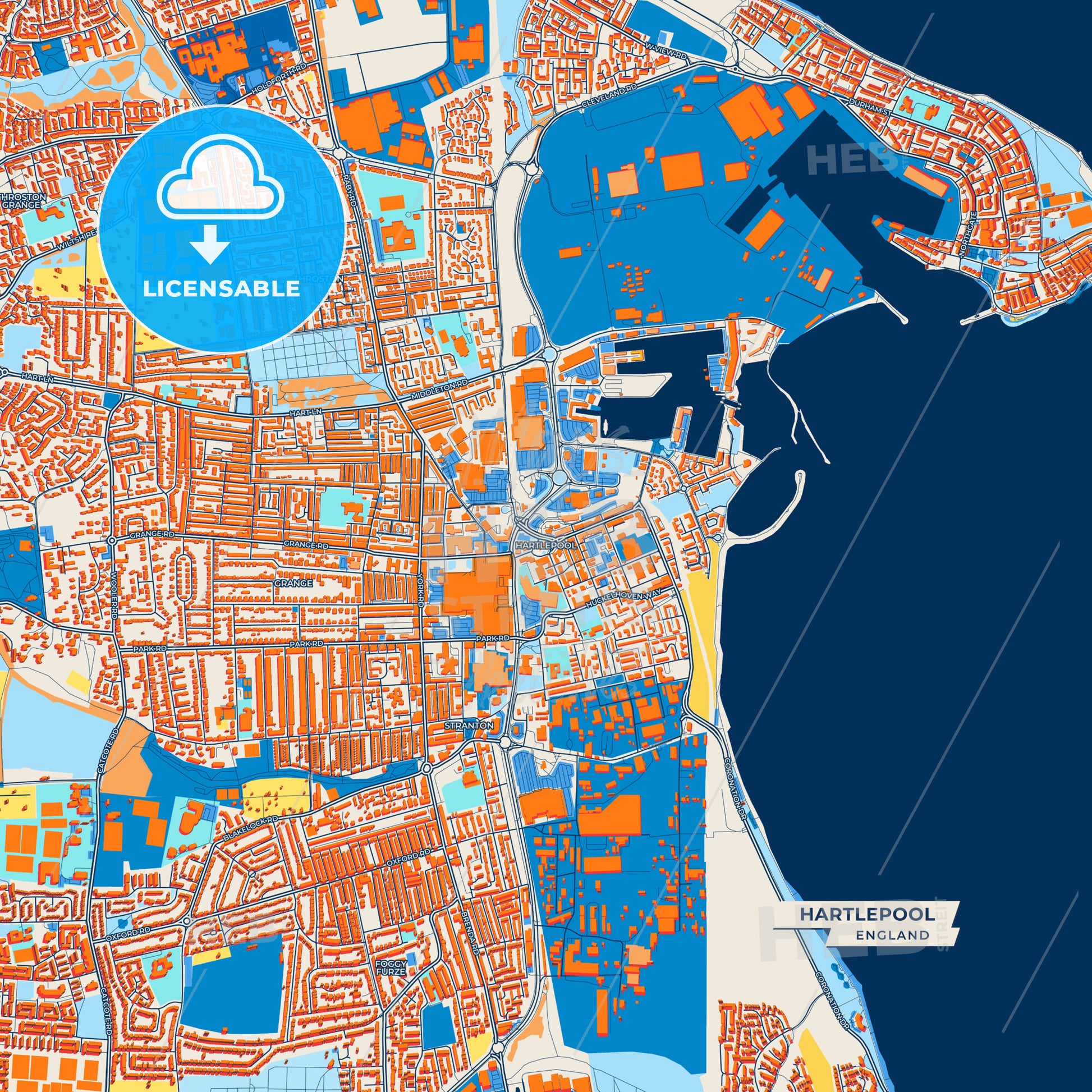 Canvas Print Template of Hartlepool Street Map