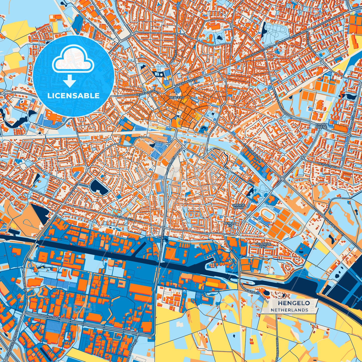 Canvas Print Template of Hengelo Street Map