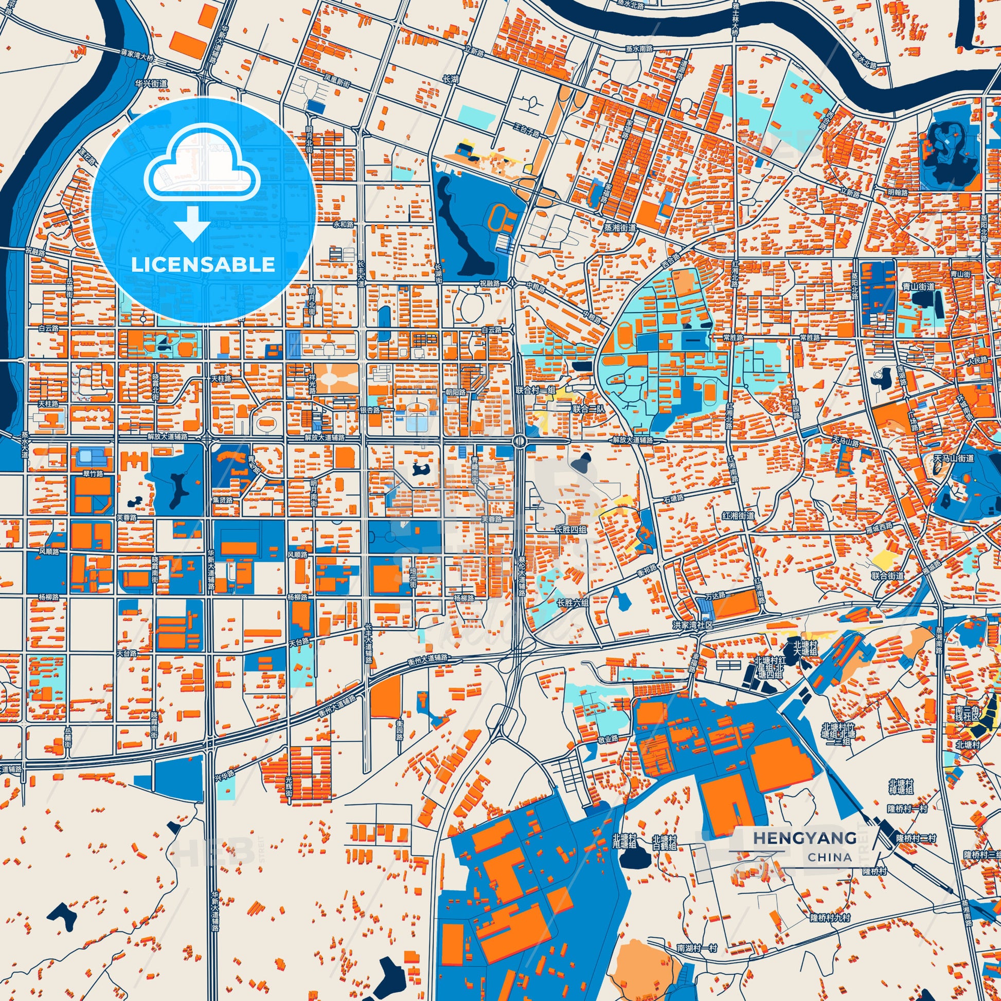 Canvas Print Template of Hengyang Street Map