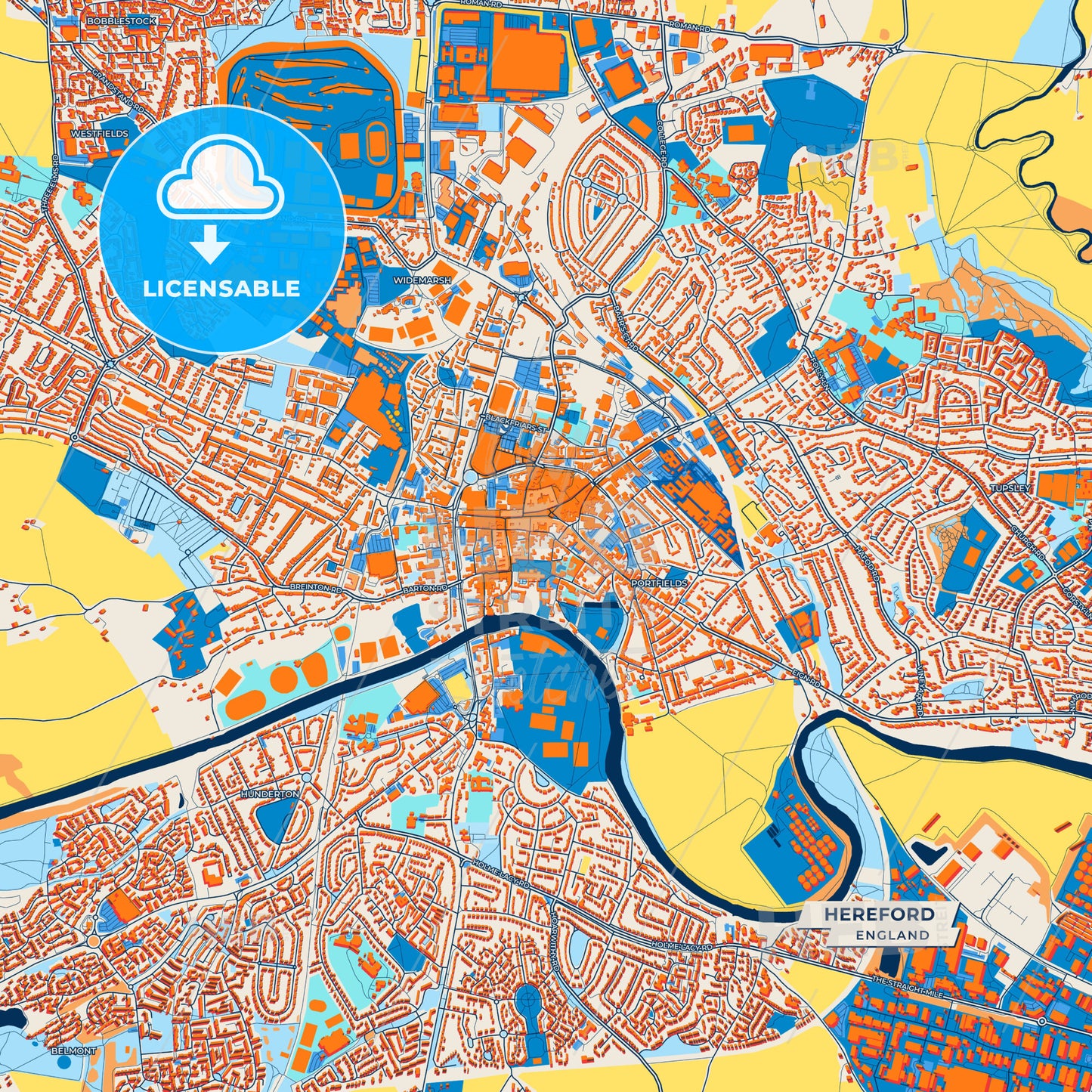 Canvas Print Template of Hereford Street Map