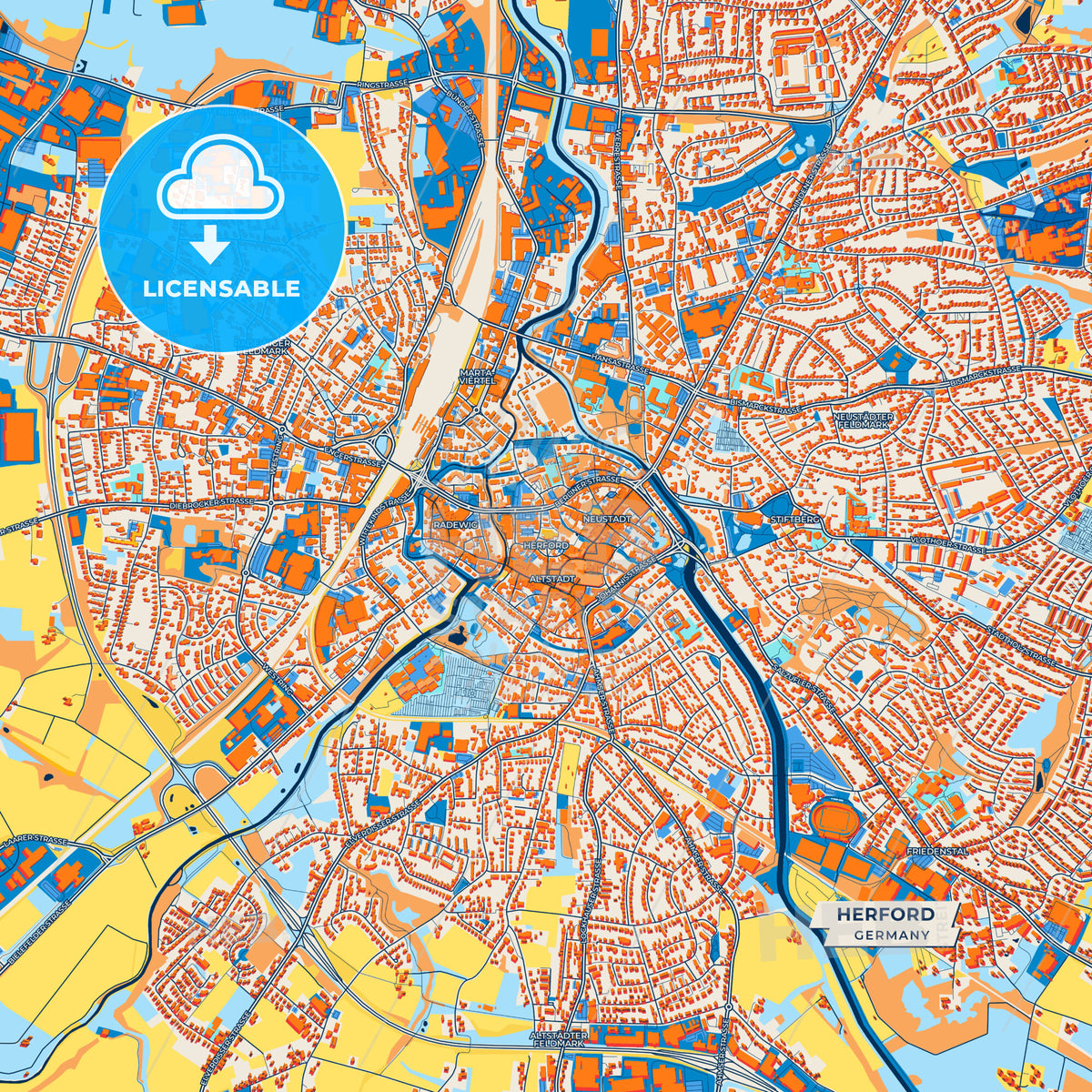 Canvas Print Template of Herford Street Map