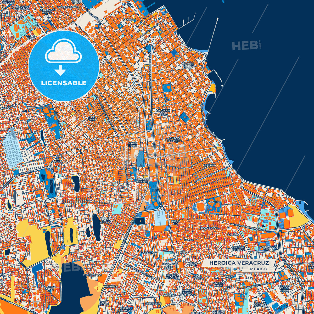 Canvas Print Template of Heroica Veracruz Street Map