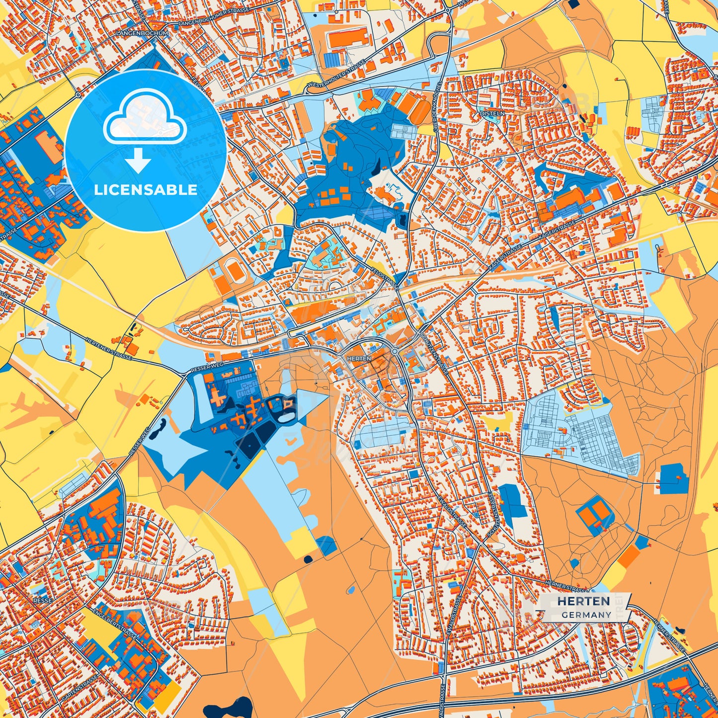 Canvas Print Template of Herten Street Map