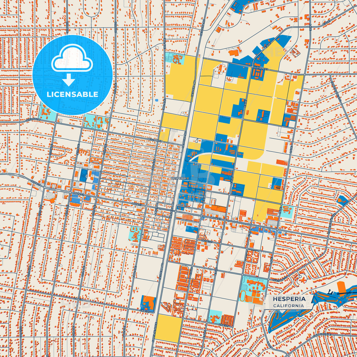 Canvas Print Template of Hesperia Street Map