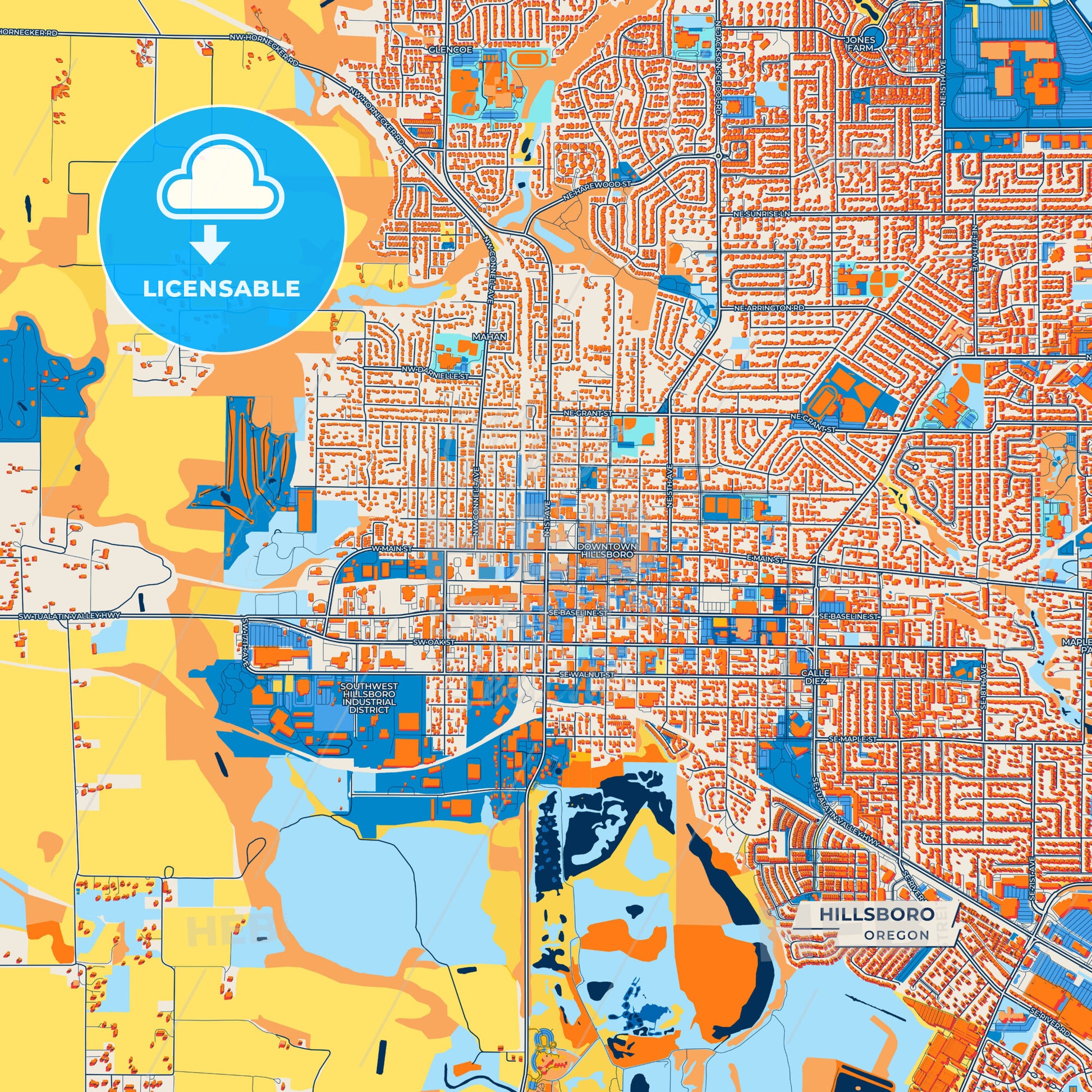 Canvas Print Template of Hillsboro Street Map