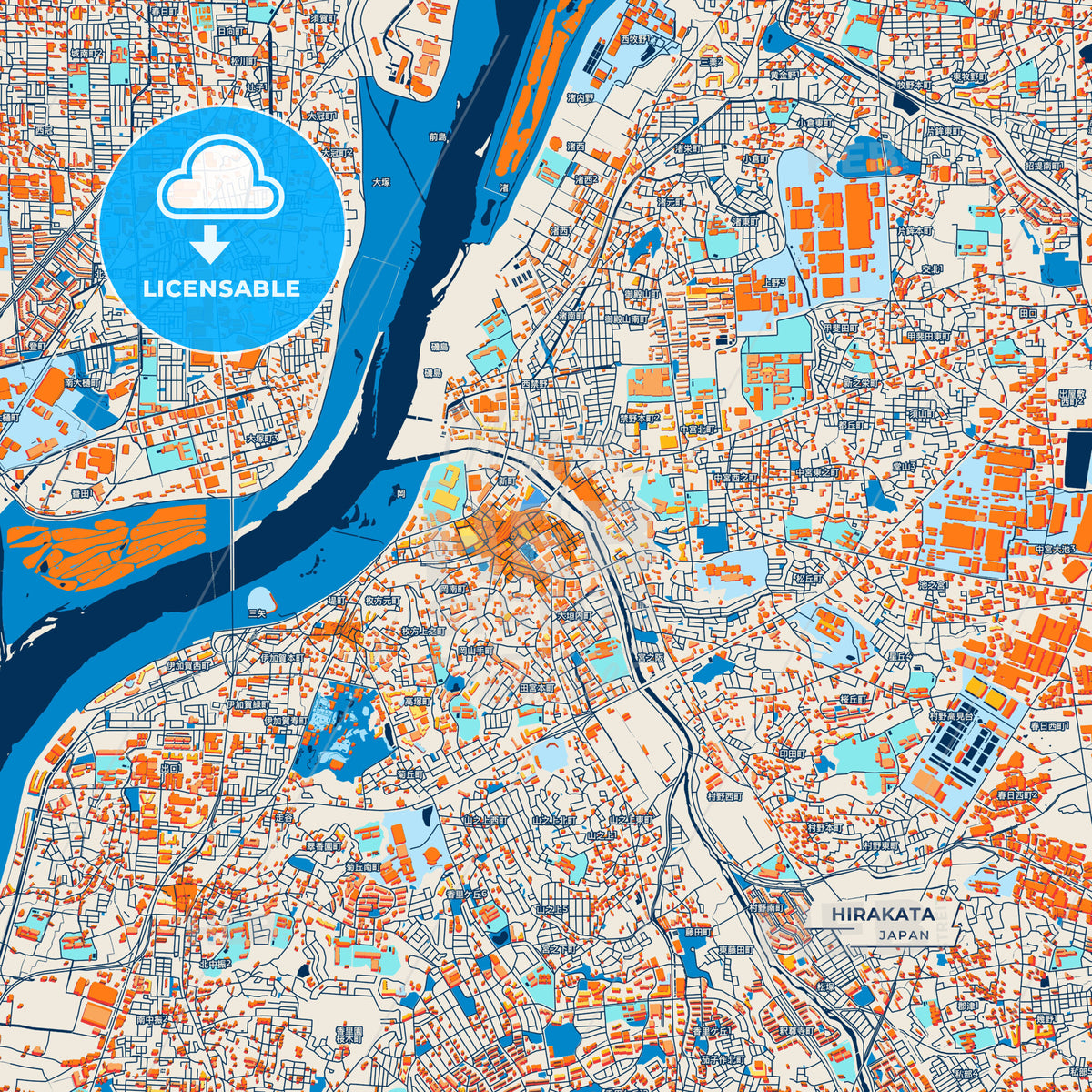 Canvas Print Template of Hirakata Street Map