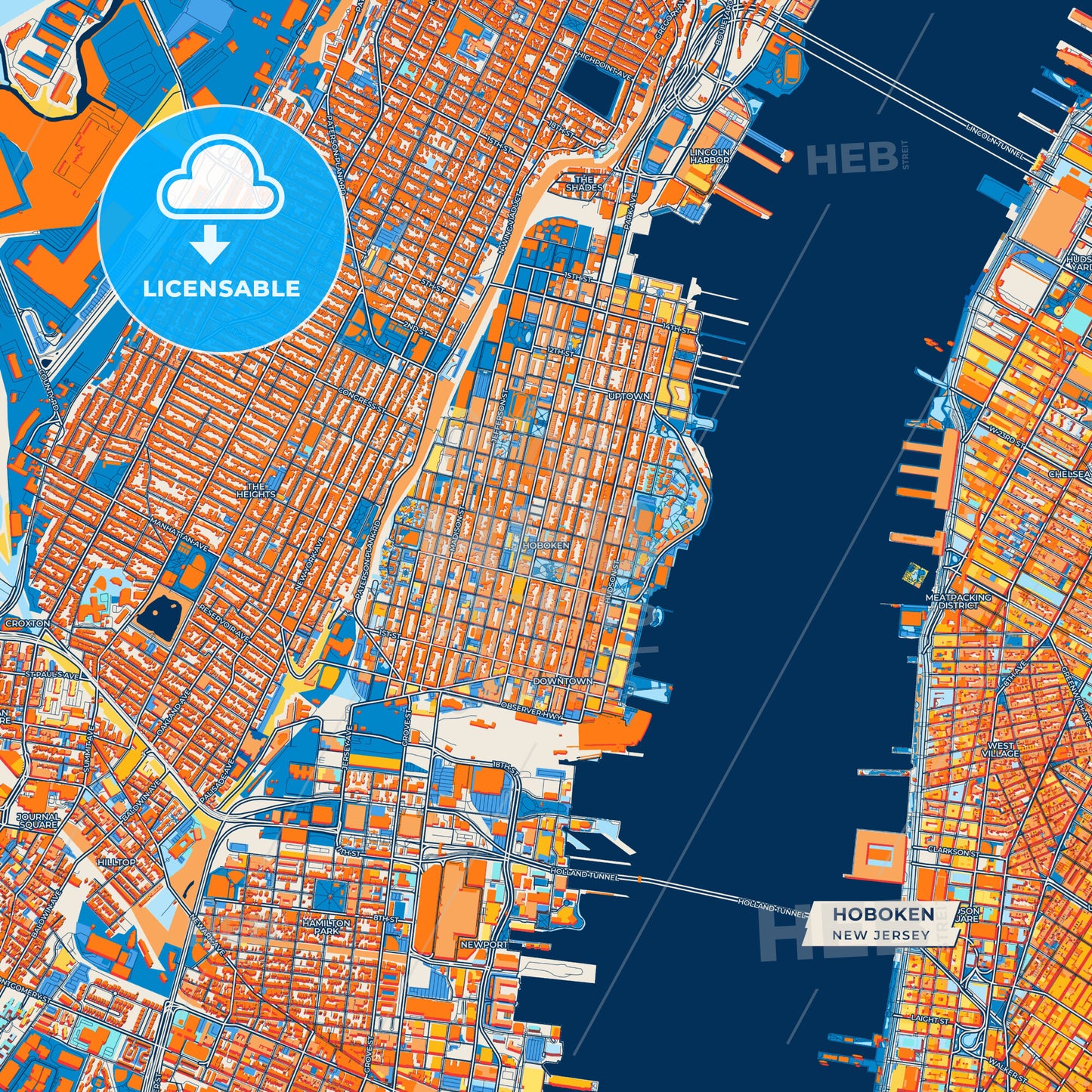 Canvas Print Template of Hoboken Street Map