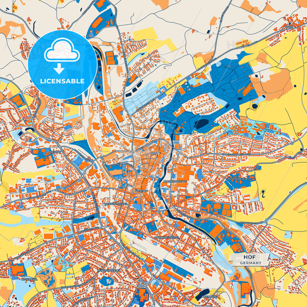 Canvas Print Template of Hof Street Map
