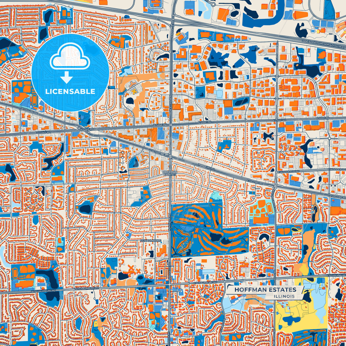 Canvas Print Template of Hoffman Estates Street Map