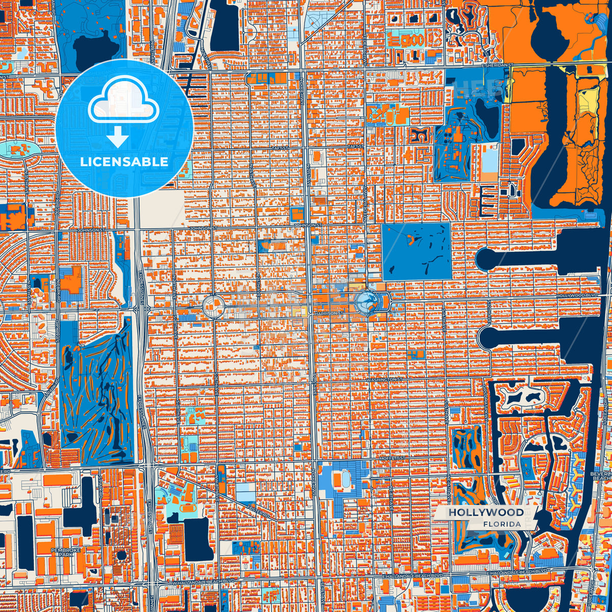 Canvas Print Template of Hollywood Street Map