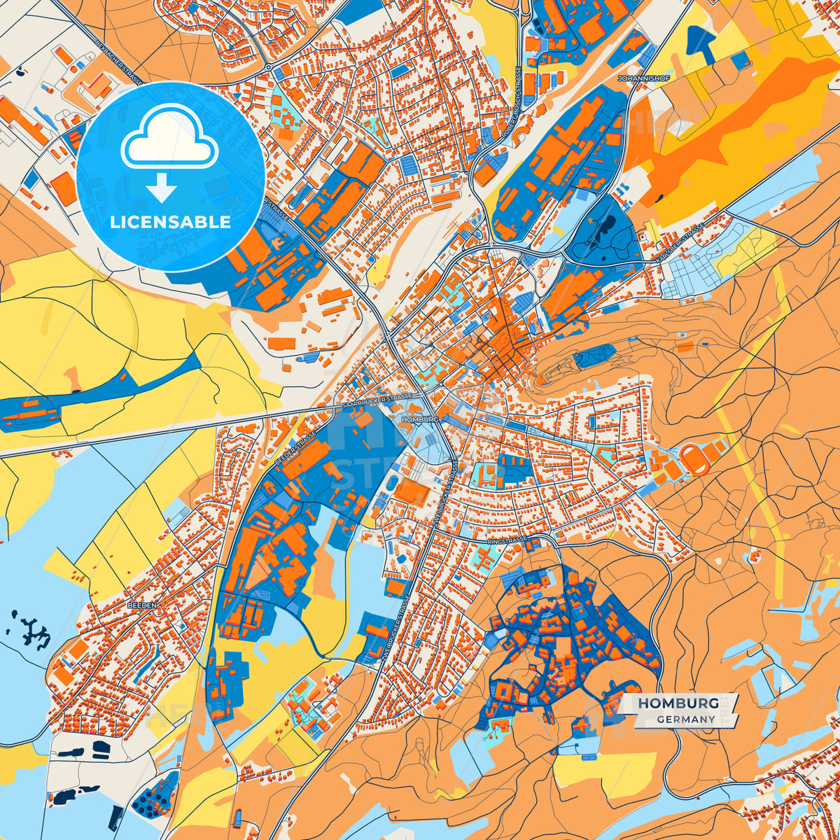 Canvas Print Template of Homburg Street Map