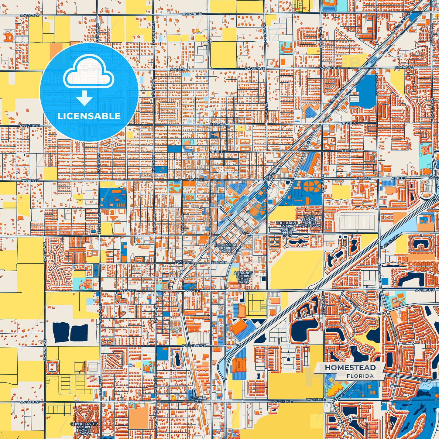 Canvas Print Template of Homestead Street Map