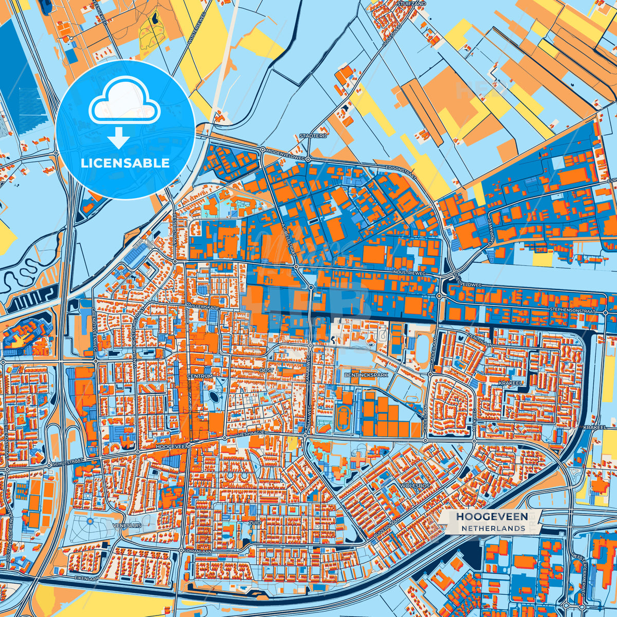 Canvas Print Template of Hoogeveen Street Map