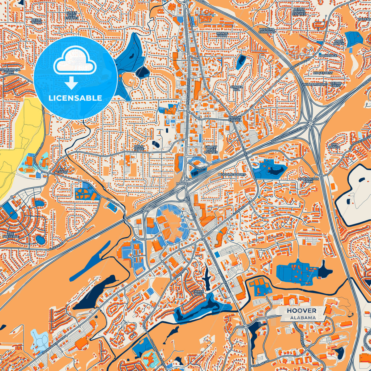 Canvas Print Template of Hoover Street Map