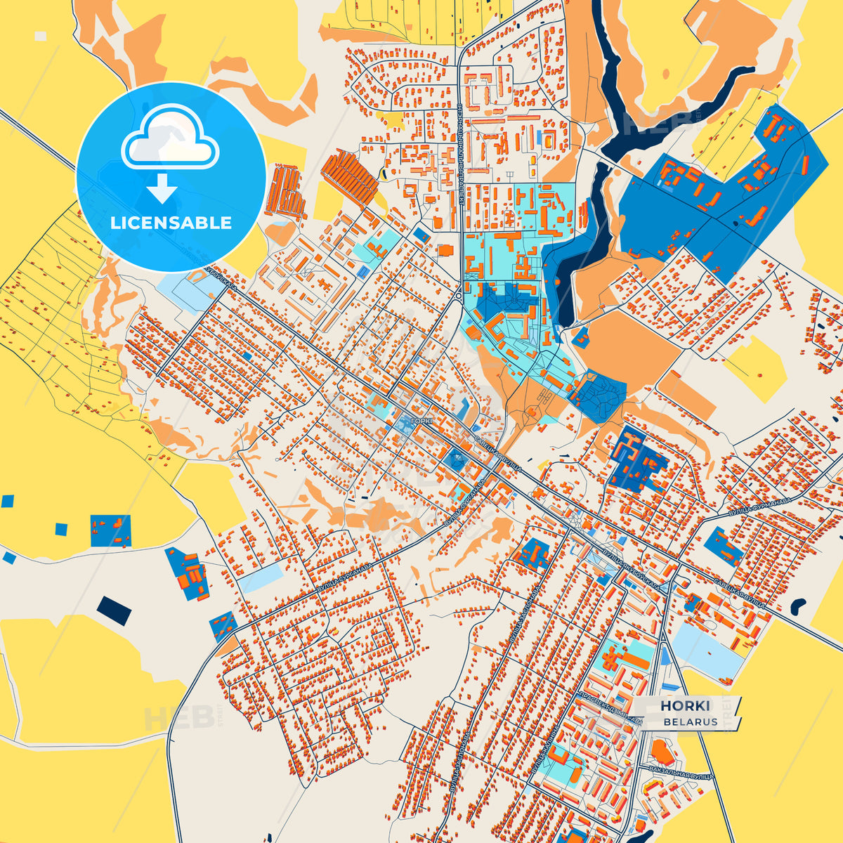 Canvas Print Template of Horki Street Map