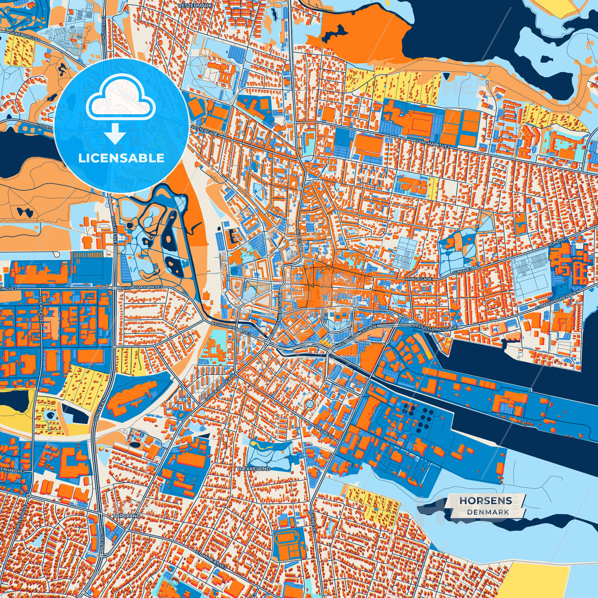 Canvas Print Template of Horsens Street Map