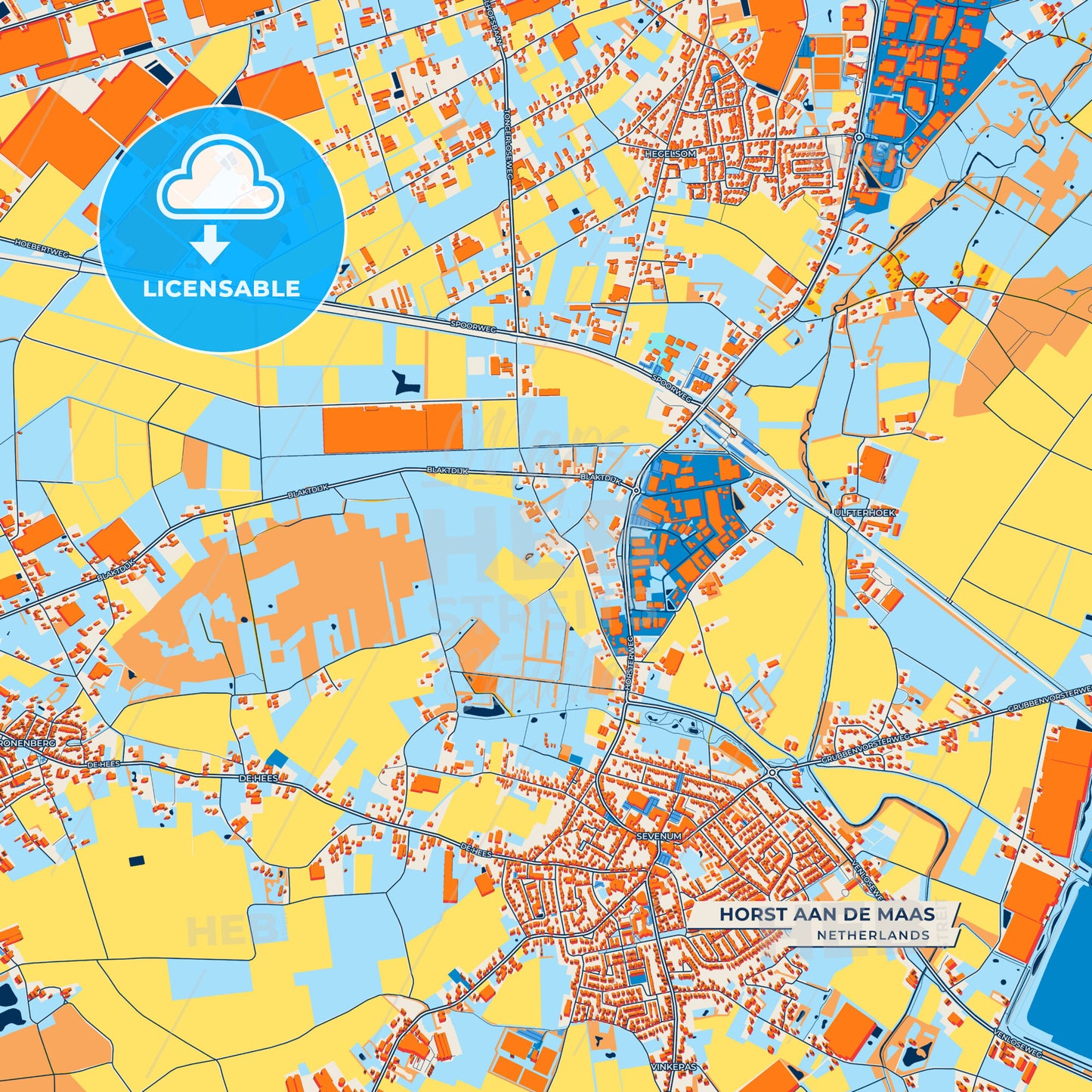 Canvas Print Template of Horst aan de Maas Street Map
