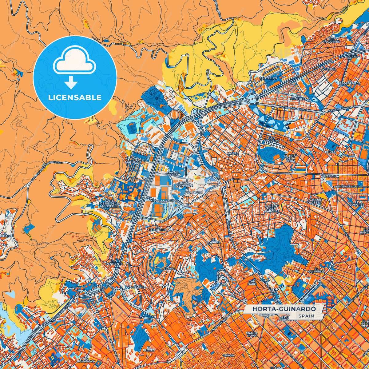 Canvas Print Template of Horta-Guinardó Street Map
