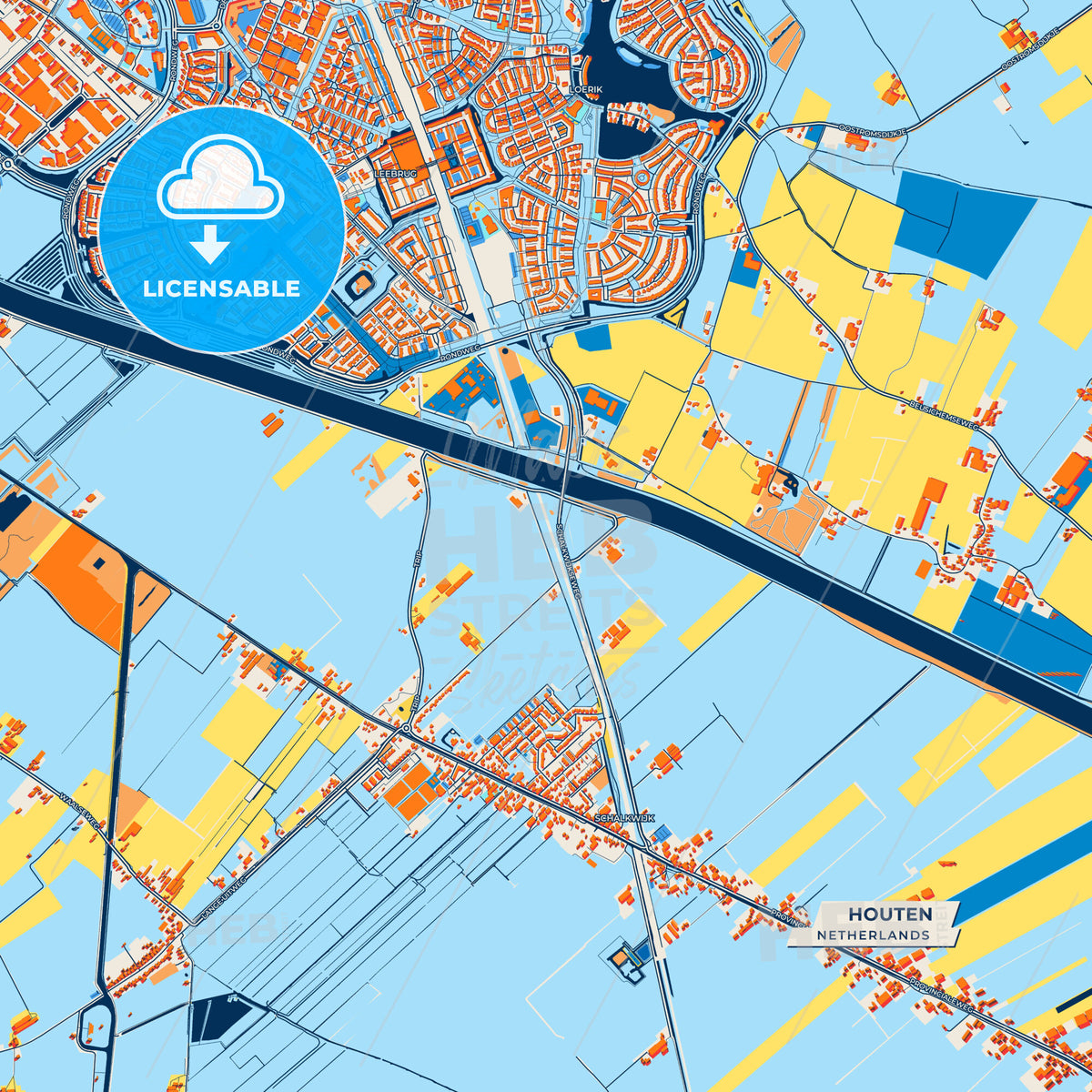 Canvas Print Template of Houten Street Map