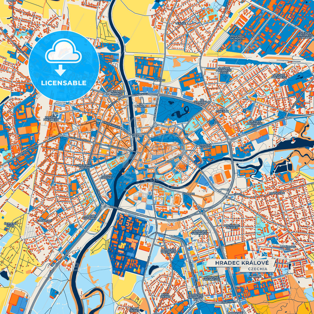 Canvas Print Template of Hradec Králové Street Map