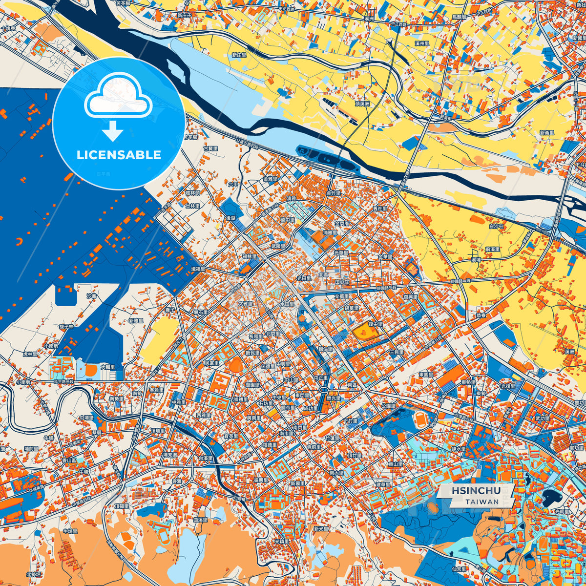 Canvas Print Template of Hsinchu Street Map