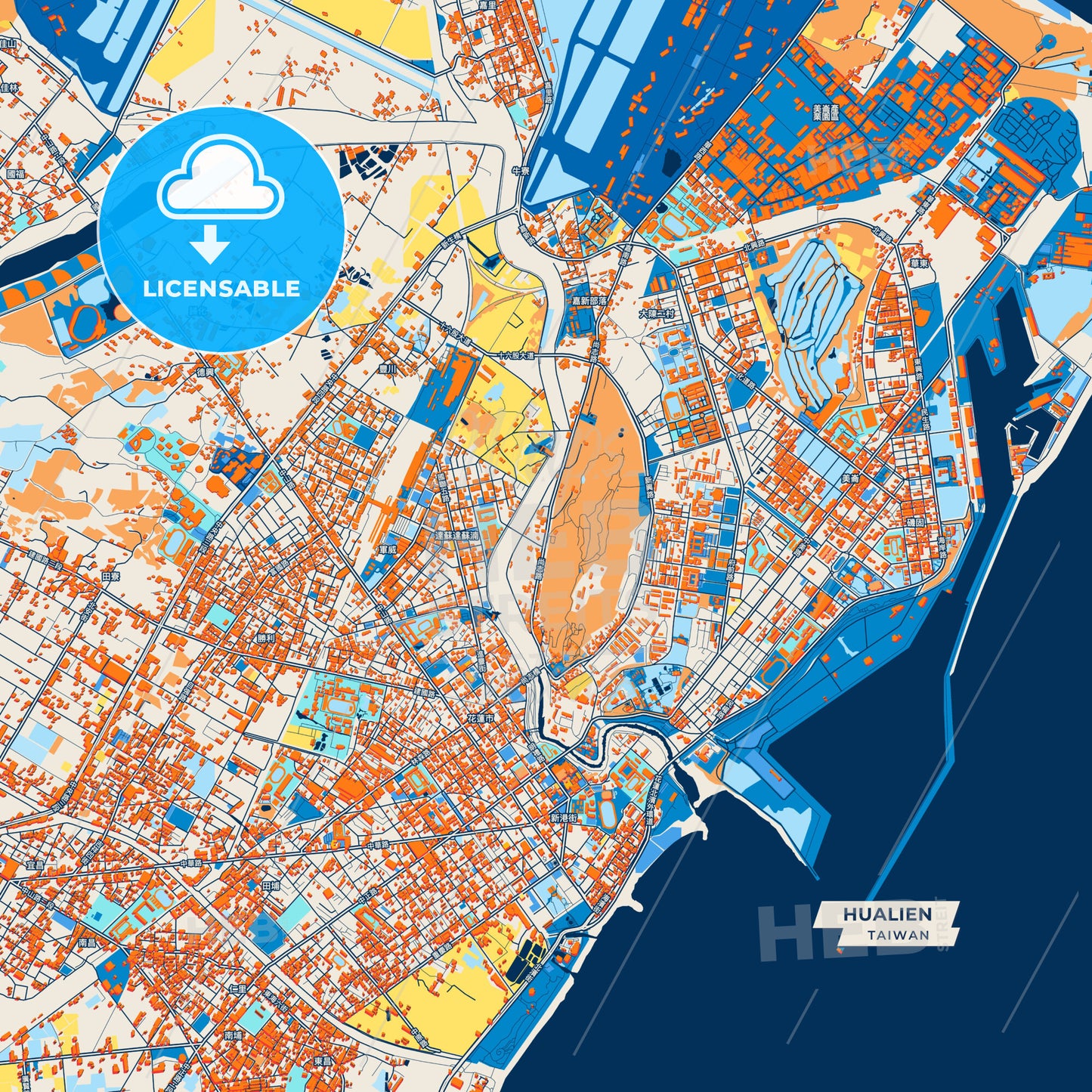 Canvas Print Template of Hualien Street Map