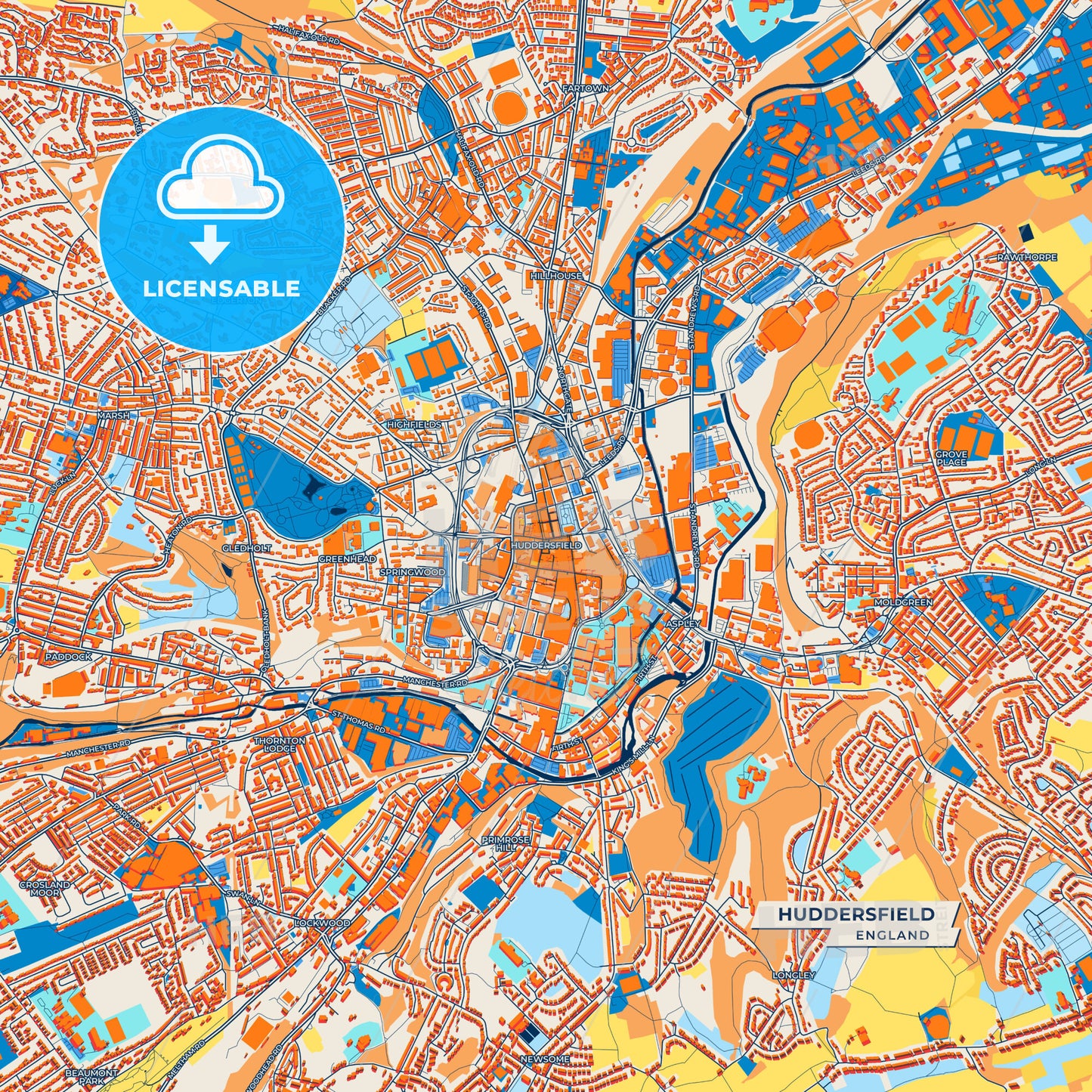 Canvas Print Template of Huddersfield Street Map