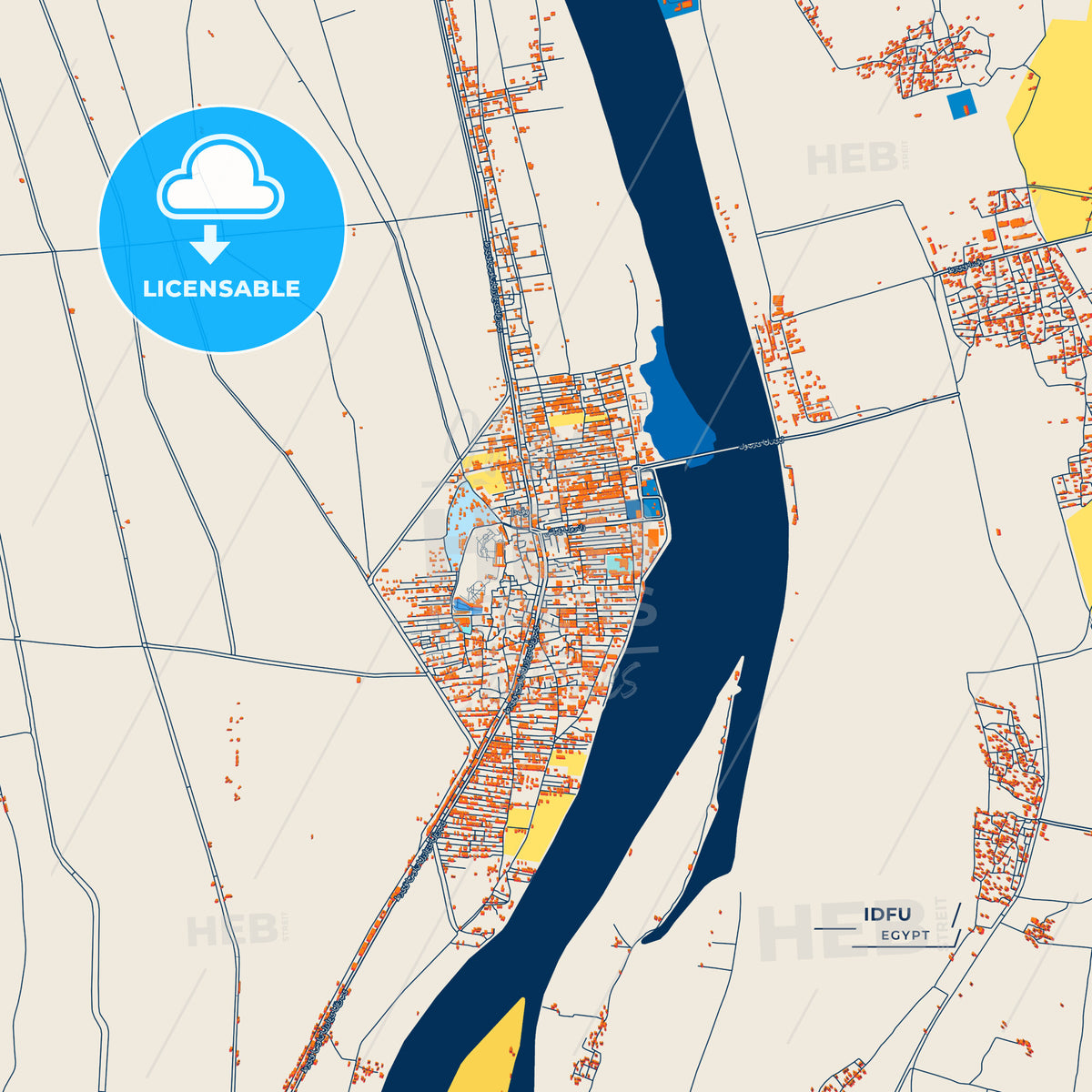 Canvas Print Template of Idfu Street Map
