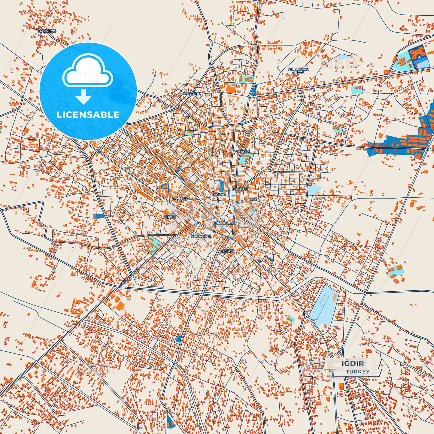 Canvas Print Template of Iğdır Street Map