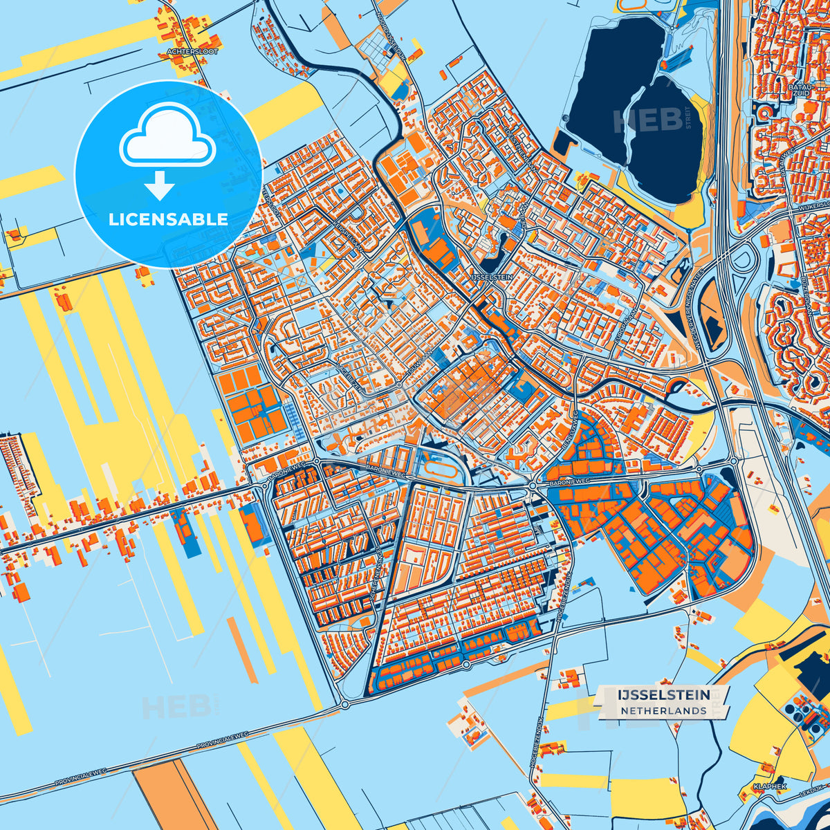 Canvas Print Template of IJsselstein Street Map