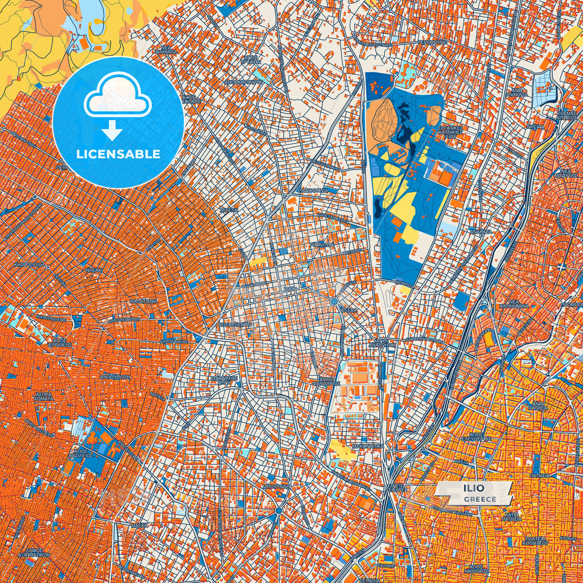 Canvas Print Template of Ilio Street Map