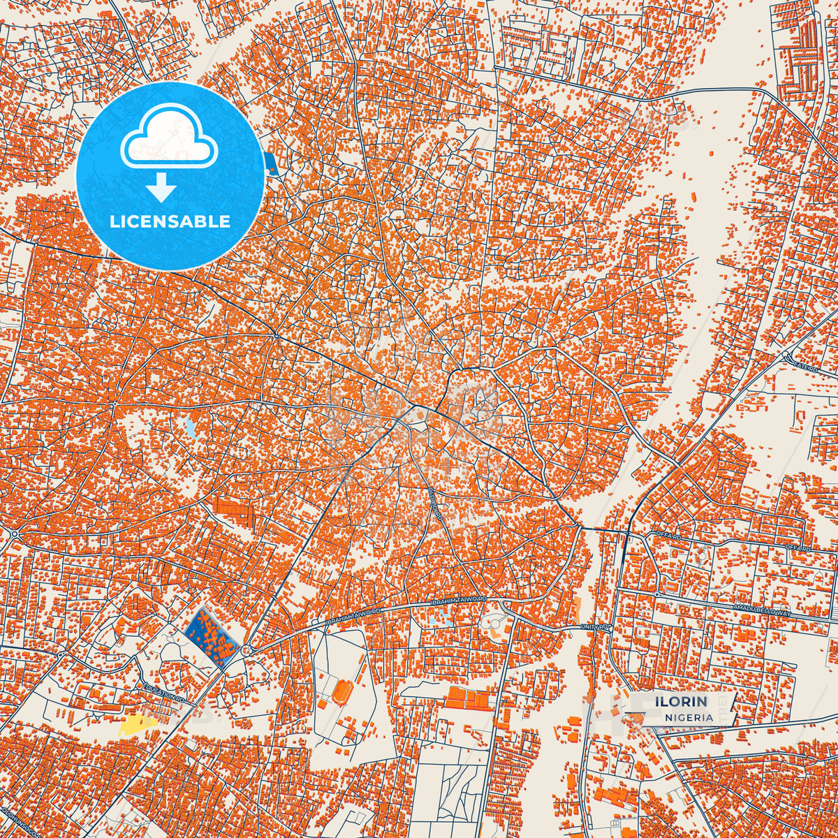Canvas Print Template of Ilorin Street Map