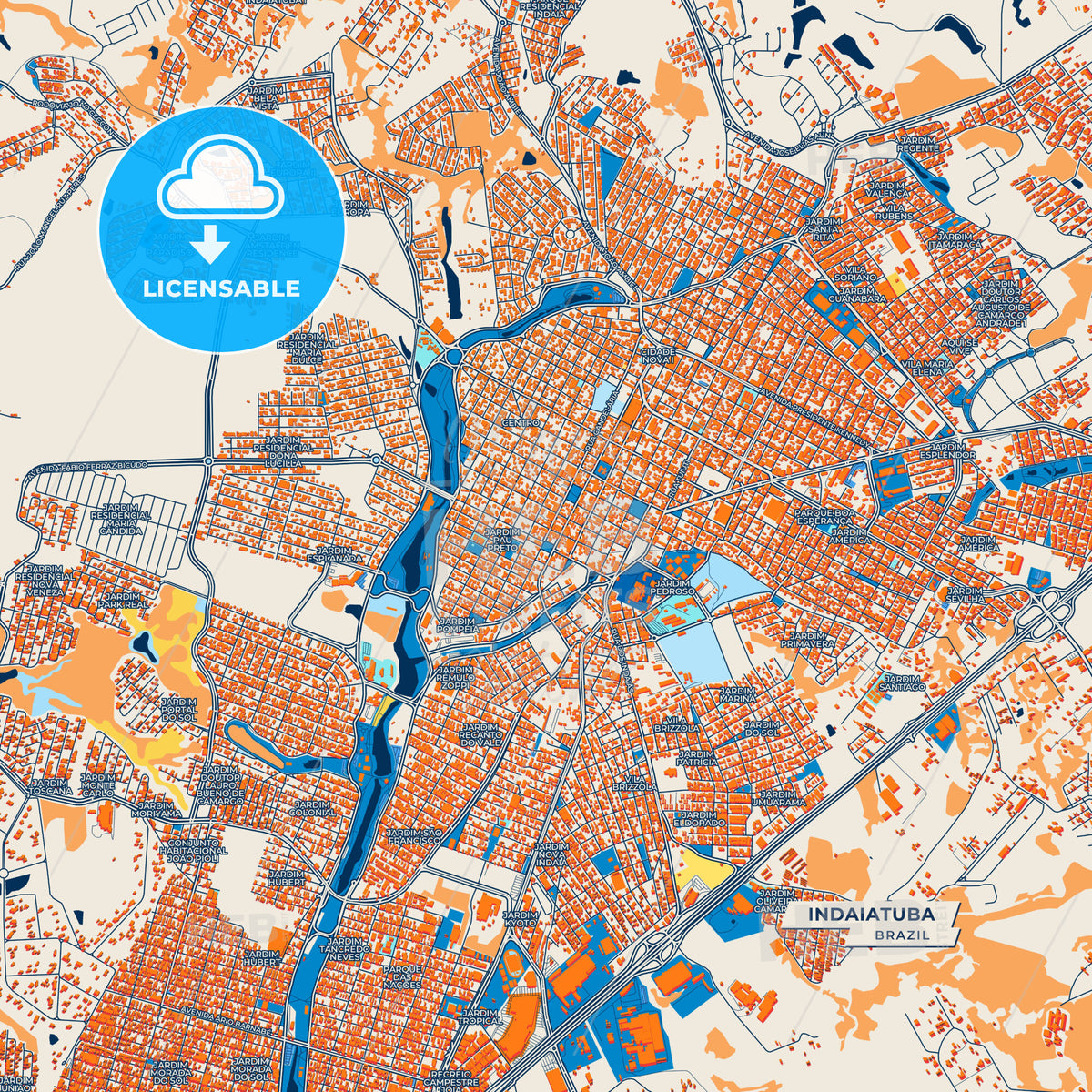 Canvas Print Template of Indaiatuba Street Map