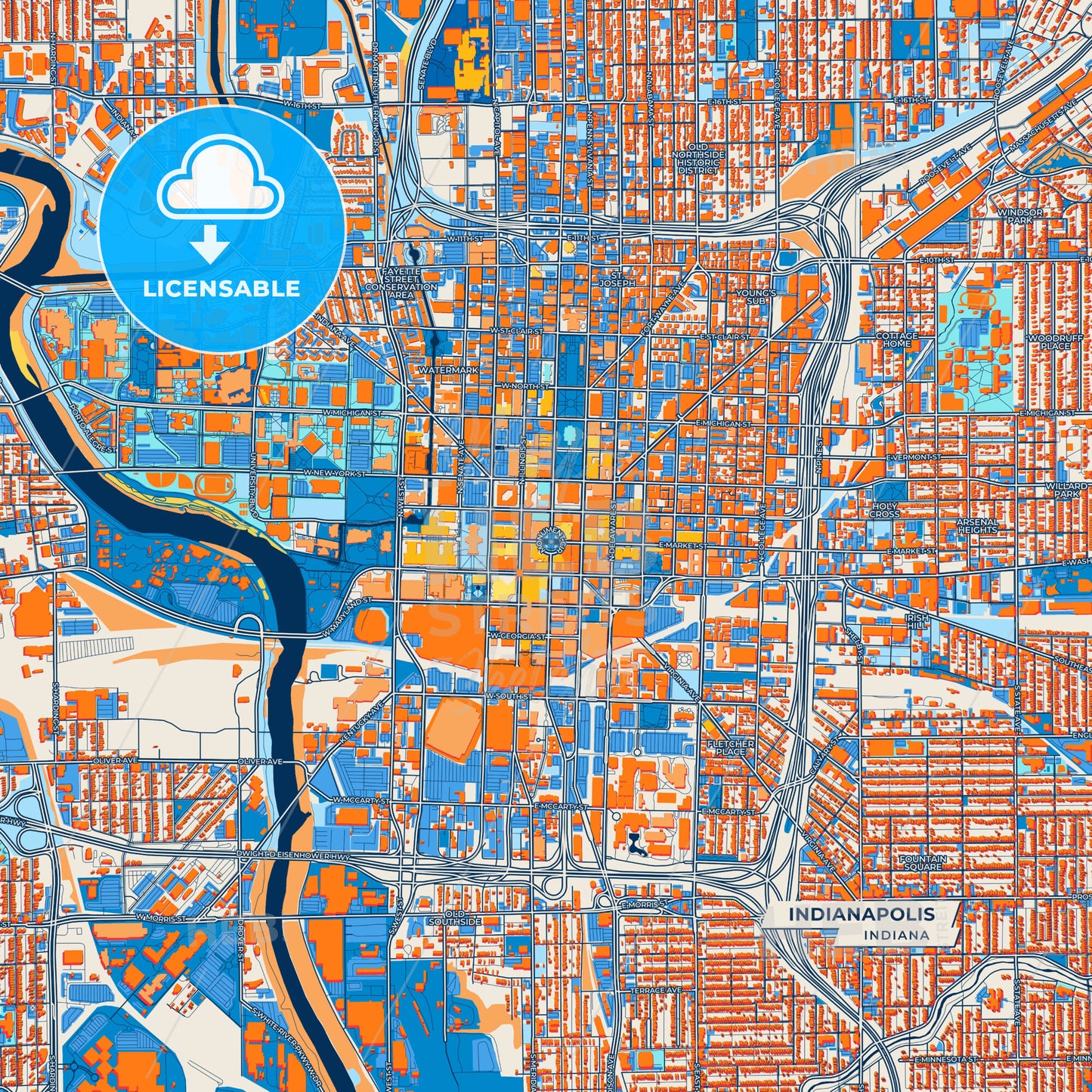 Canvas Print Template of Indianapolis Street Map