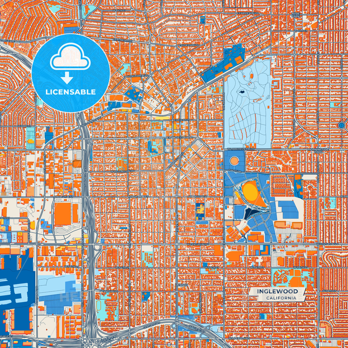 Canvas Print Template of Inglewood Street Map