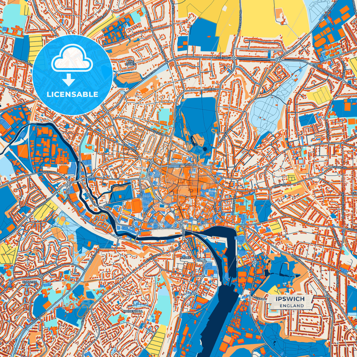 Canvas Print Template of Ipswich Street Map
