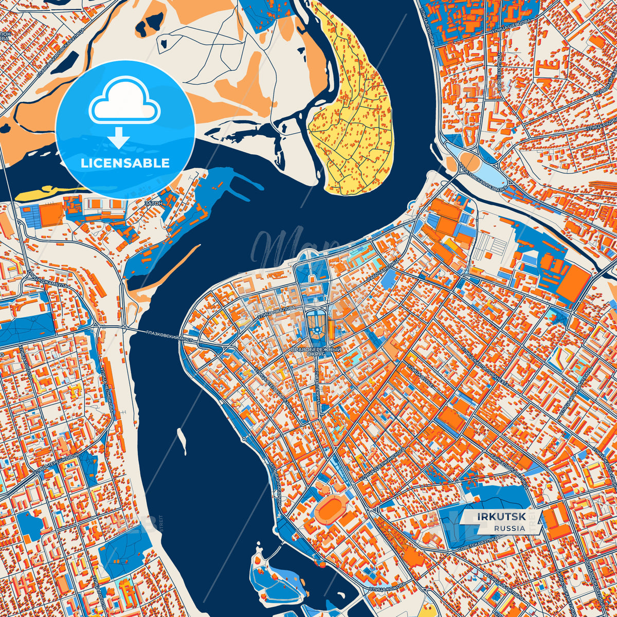 Canvas Print Template of Irkutsk Street Map
