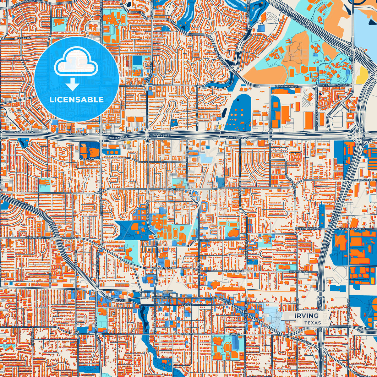 Canvas Print Template of Irving Street Map