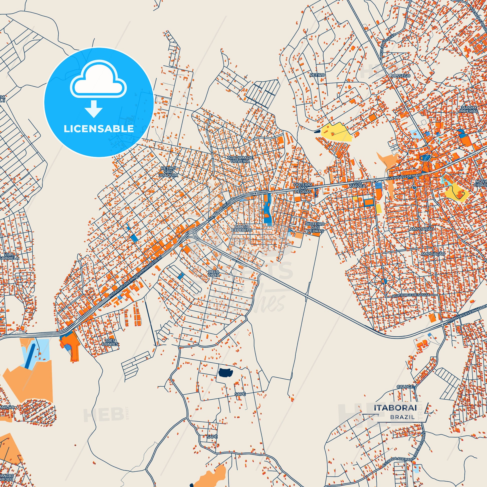 Canvas Print Template of Itaborai Street Map