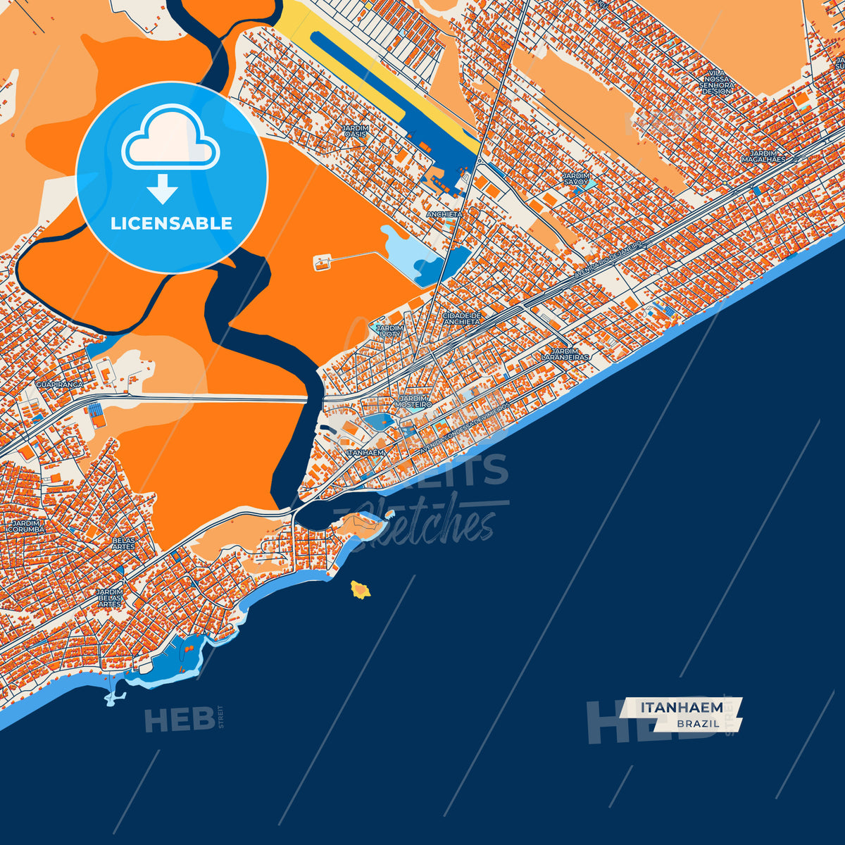 Canvas Print Template of Itanhaem Street Map
