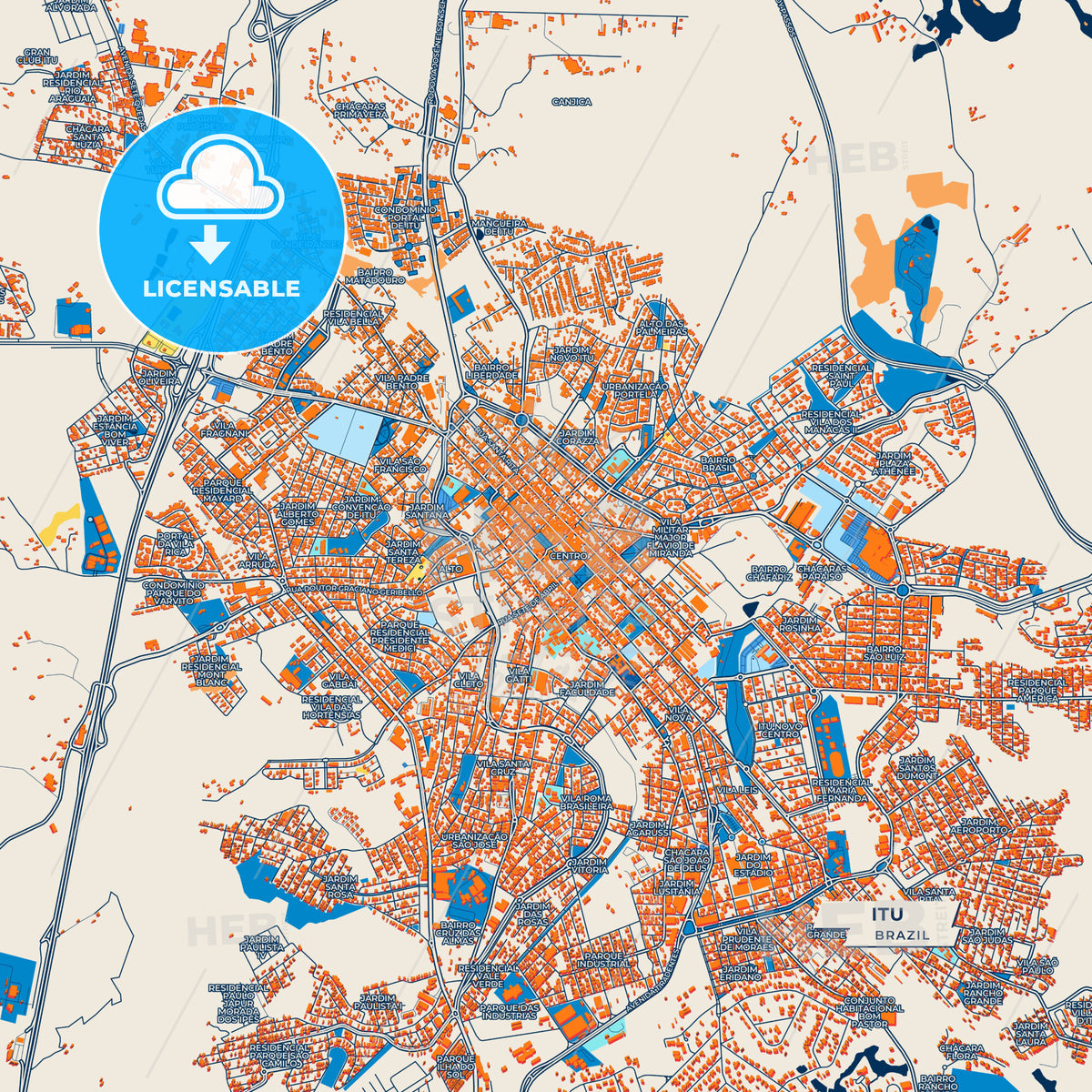 Canvas Print Template of Itu Street Map