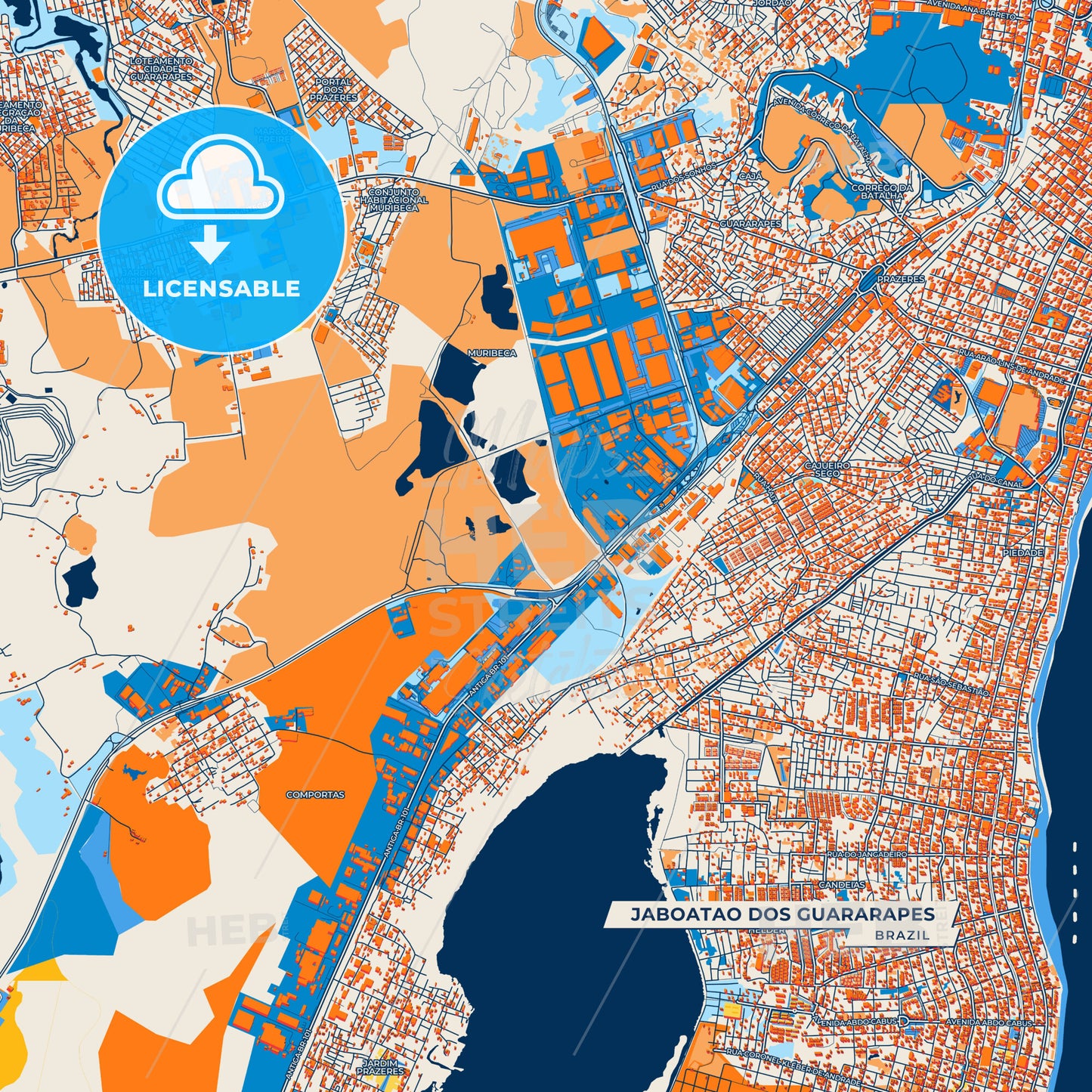 Canvas Print Template of Jaboatao dos Guararapes Street Map