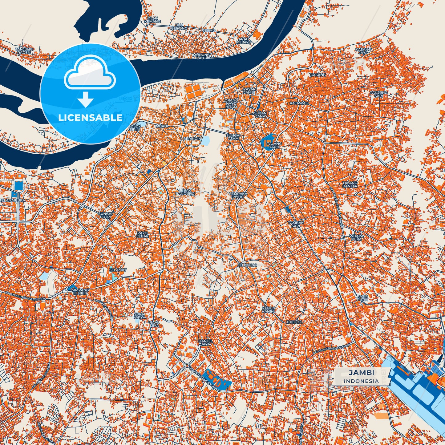 Canvas Print Template of Jambi Street Map
