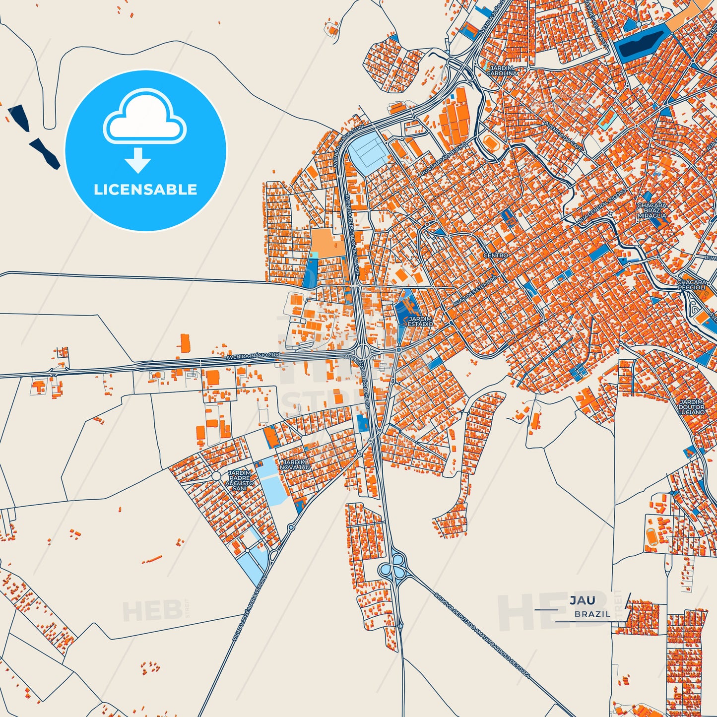 Canvas Print Template of Jau Street Map