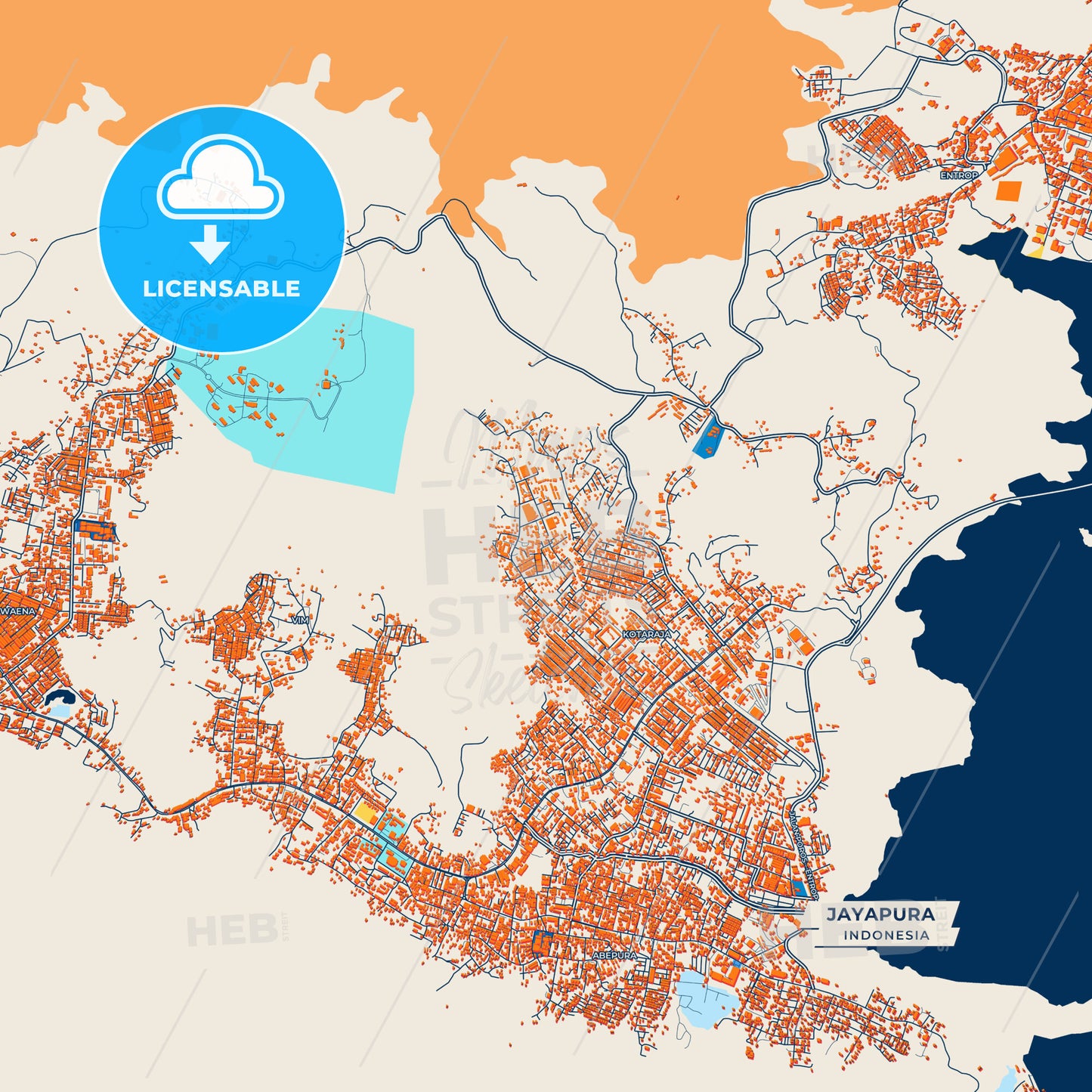 Canvas Print Template of Jayapura Street Map